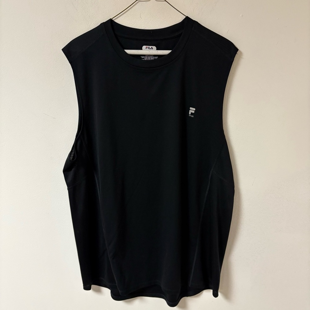 Fila Men's Black Sleeveless Muscle Shirt Polyester Blend XL - Picture 4 of 8